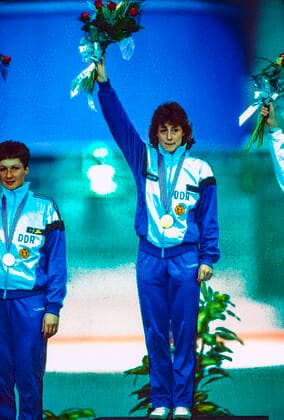 Olympics 1988 Speed skating, Eisschnelllauf W1000m Christa Rothenburger (GDR) gold medal winner in the Women s 1000m speed skating at the 1988 Olympic Winter games, Winterspiele,Spiele, Summer games Calgary Olympic Oval Alberta Canada Copyright: xStevenxExxSutton DUOMO PCNx OL8802_SS26002