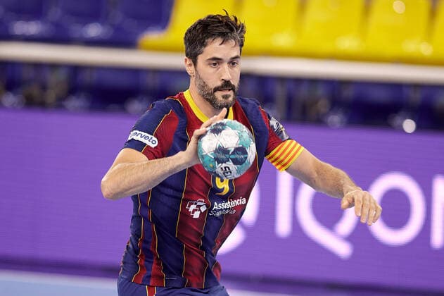 April 5, 2021, Barcelona, Barcelona, Spain: Raul Entrerrios of FC Barcelona, Barca during the second leg of the 1 8 final of the EHF Champions League match between FC Barcelona and Elverum Handball at Palau Blaugrana in Barcelona Spain. Barcelona Spain - ZUMAd159 0116321862st Copyright: xGeradxFrancox