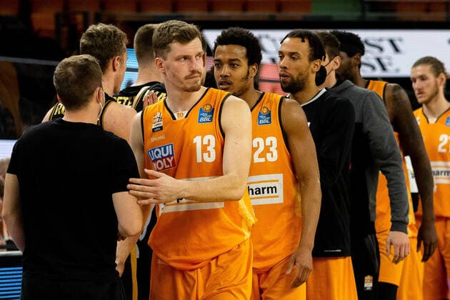 Final score 91 57, Ratiopharm Ulm wins at home against Loewen Braunschweig GER, Ratiopharm Ulm vs Loewen Braunschweig, easycredit 1 Bundesliga Basketball, 26 Matchday, Season 2020 21, 05 04 2021 Ratiopharm Ulm vs Loewen Braunschweig, 1 Basketball Bundesliga Neu Ulm Copyright: xEibner-Pressefoto RogerxBuerkex EP_EER