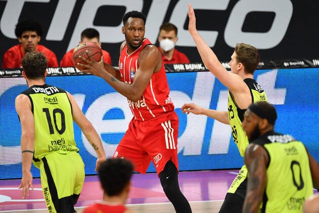 JaJuan Johnson FCB on the ball, Action Basketball 1 Bundesliga FC Bayern Muenchen medi Bayreuth on 06 04 2021 A U D I D O M E