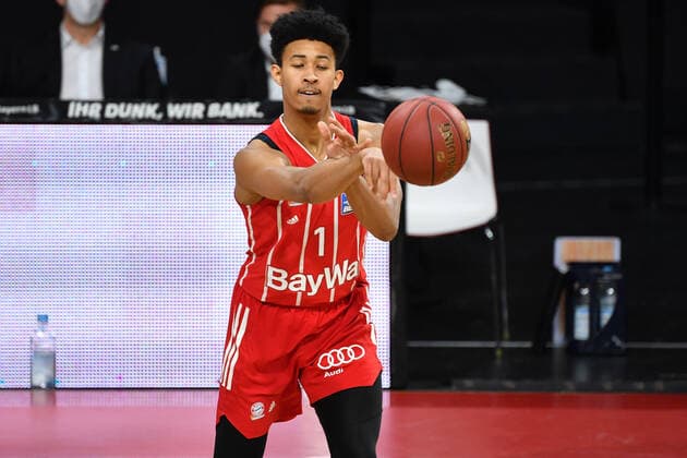 Jason GEORGE FCB , action,single picture,cut single motive,half figure,half figure Basketball 1 Bundesliga FC Bayern Muenchen medi Bayreuth am 06 04 2021 A U D I D O M E