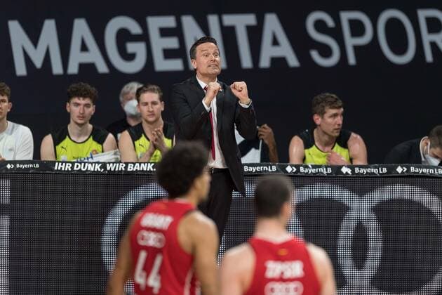 Basketball, BBL, 20210406, FC Bayern München medi Bayreuth In the picture Head Coach of medi Bayreuth Roul KORNER Munich Audi Dome Bayern Germany Copyright: Passion2Press MarkusxFischerx