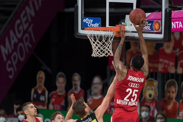 Basketball, BBL, 20210406, FC Bayern München medi Bayreuth In the picture JaJuan JOHNSON FC Bayern München, 25 basket points Munich Audi Dome Bayern Germany Copyright: Passion2Press MarkusxFischerx
