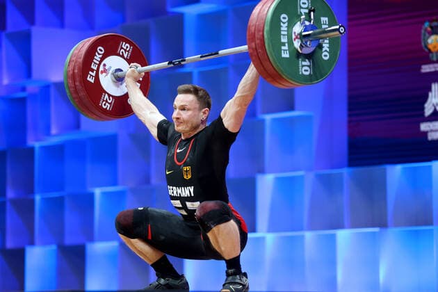 Bilder des Jahres 2021, Sport 04 April Sport Themen der Woche KW14 EWF European Weightlifting Championships 2021. GOLD OLYMPIC QUALIFICATION EVENT. MEN SE 73. LANG Max( GER). 