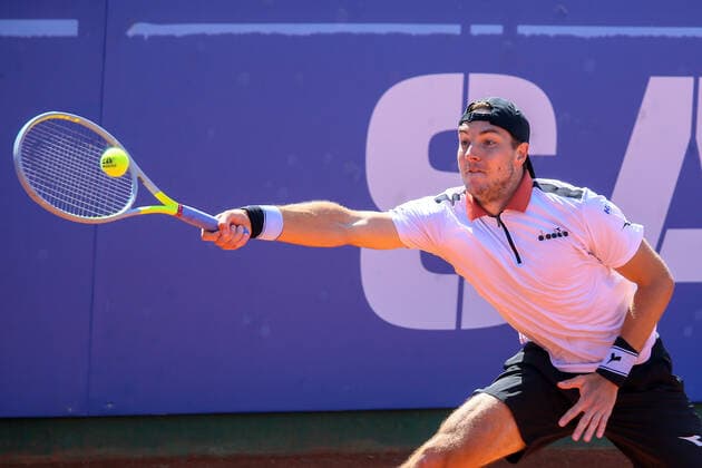2021 Sardegna Open Tennis - 20210406 CAGLIARI, ITALY, APR 06: Jan Lennard Struff in action during the ATP, Tennis Herren Tour 250 Sardegna Open tennis match in Cagliari, Italy on April 06, 2021. Cagliari Tennis Club Cagliari Italy 6463_236794 Copyright: xGiampieroxSposito PentaxPressx