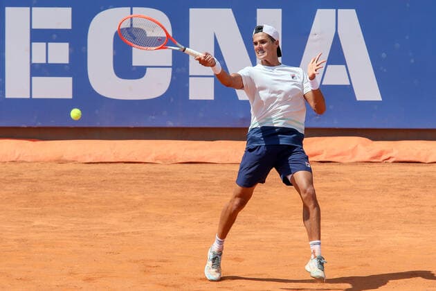 2021 Sardegna Open Tennis - 20210406 CAGLIARI, ITALY, APR 06: John Millman in action during the ATP, Tennis Herren Tour 250 Sardegna Open tennis match in Cagliari, Italy on April 06, 2021. Cagliari Tennis Club Cagliari Italy 6463_236806 Copyright: xGiampieroxSposito PentaxPressx