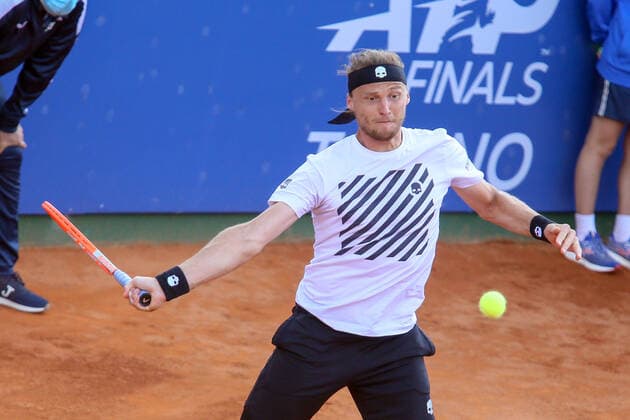 2021 Sardegna Open Tennis - 20210406 CAGLIARI, ITALY, APR 06: Jozef Kovalik in action during the ATP, Tennis Herren Tour 250 Sardegna Open tennis match in Cagliari, Italy on April 06, 2021. Cagliari Tennis Club Cagliari Italy 6463_236823 Copyright: xGiampieroxSposito PentaxPressx