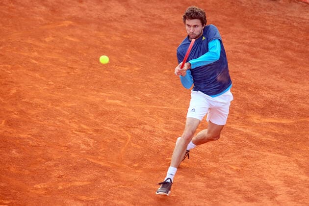 2021 Sardegna Open Tennis - 20210406 CAGLIARI, ITALY, APR 06: Gilles Simon in action during the ATP, Tennis Herren Tour 250 Sardegna Open tennis match in Cagliari, Italy on April 06, 2021. Cagliari Tennis Club Cagliari Italy 6463_236862 Copyright: xGiampieroxSposito PentaxPressx