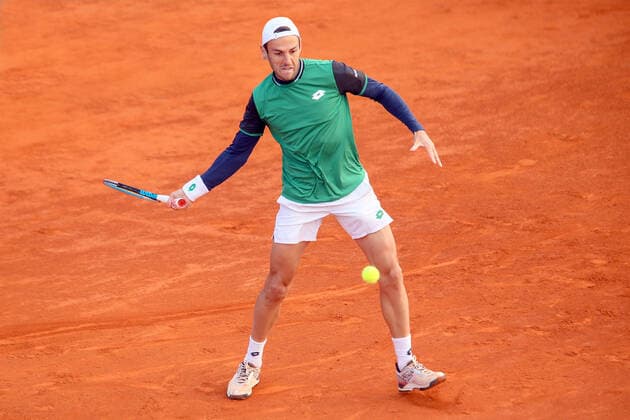 2021 Sardegna Open Tennis - 20210406 CAGLIARI, ITALY, APR 06: Stefano Travaglia in action during the ATP, Tennis Herren Tour 250 Sardegna Open tennis match in Cagliari, Italy on April 06, 2021. Cagliari Tennis Club Cagliari Italy 6463_236868 Copyright: xGiampieroxSposito PentaxPressx