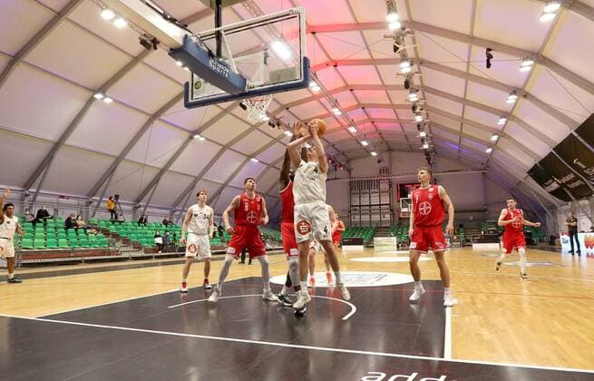 07 04 2021 Basketball Season 2019 2020 2 Bundesliga Pro A 12 Spieltag Nürnberg Falcons Basketball Club NBC Bayer Giants Leverkusen DaMa teams play in empty hall no spectators audience fans