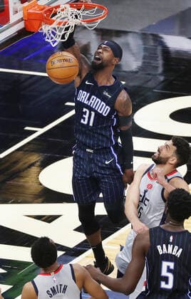 April 7, 2021, Orlando, Florida, USA: The Orlando Magic s Terrence Ross dunks against the Washington Wizards at the Amway Center in Orlando, Florida, on Wednesday, April 7, 2021. Orlando USA - ZUMAm67_ 0116482259st Copyright: xStephenxM.xDowellx