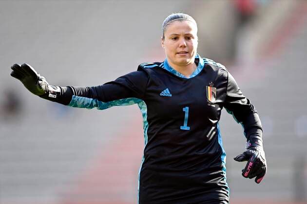 BRUSSELS, BELGIUM - APRIL 8 : Justien Odeurs goalkeeper of Belgium pictured during the Women s International Friendly, Länderspiel, Nationalmannschaft match between Belgium and Norway at the King Baudouin Stadium on April 08, 2021 in Brussels, Belgium, 8 04 2021 FOOTBALL FEMININ : Belgique vs Norvege - Match international amical - Bruxelles - 08 04 2021 PhotoNews Panoramic 
