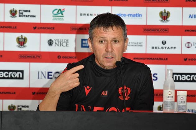 Adrian Ursea en conference de presse - OGC Nice - Centre d entrainement et de formation a Nice FOOTBALL : Conference de presse - OGC Nice - 09 04 2021 LionelUrman Panoramic 