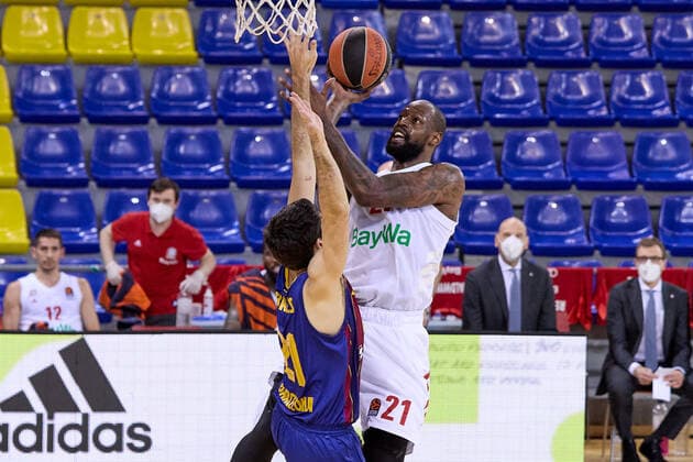 April 9, 2021, Barcelona, Spain: James Gist of FC Bayern Munich during the Turkish Airlines EuroLeague match between FC Barcelona, Barca and Bayern Munich at Palau Blaugrana in Barcelona, Spain. Barcelona Spain - ZUMAd159 20210409_zia_d159_123 Copyright: xDavidxRamirezx
