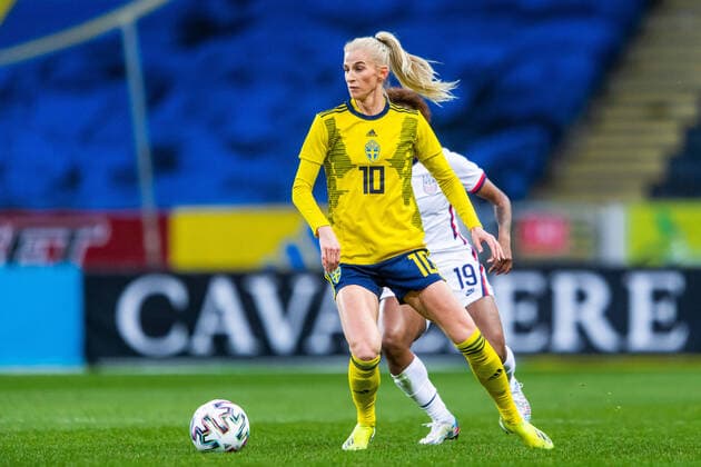 210410 Sofia Jakobsson of Sweden during the women s international friendly football match between Sweden and USA on April 10, 2021 in Stockholm Photo Simon Hastegard BILDBYRAN code SH SH0093 football football soccer football sweden sweden usa dam bbeng training match international friendly,  Copyright: SIMONxHASTEGARD BB210410SH025
