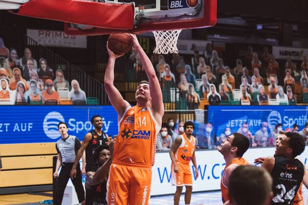 easyCredit BBL 27 Matchday RASTA Vechta vs NINERS Chemnitz, 10 04 2021 Philipp Herkenhoff RASTA Vechta, 14 easyCredit BBL 27 Matchday RASTA Vechta vs NINERS Chemnitz on 10 04 2021 in Vechta RASTA Dome , Germany, Copyright: xBEAUTIFULxSPORTS Neddermannx