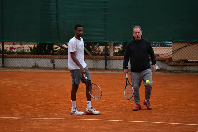 Gael Monfils with Günter Bresnik TENNIS : Rolex Monte Carlo Masters - 10 04 2021 AntoineCouvercelle Panoramic 
