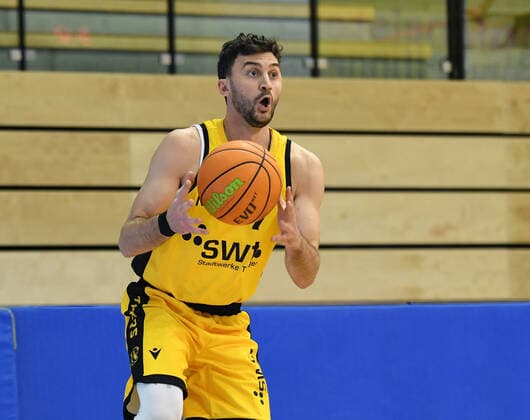 Basketball 2 Bundesliga 2020 2021 30 Matchday in Rottenburg at Volksbank Arena 10 04 2021 Tigers Tuebingen Bayer Giants Leverkusen Besnik Bekteshi Tigers Tuebingen
