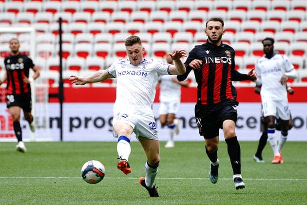 Thomas Foket (Stade de Reims) - Amine Gouiri (OGC Nice) FOOTBALL : OGC Nice vs Stade de Reims - Ligue 1 Uber Eats - Nice - 11 04 2021 NorbertScanella PanoramiC 