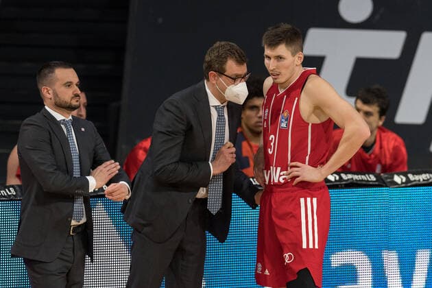 Basketball, BBL, 20210411, FC Bayern München Basketball Löwen Braunschweig In the picture Co coaches of FC Bayern München Djordje ADZIC and David KRÄMER Kraemer Kramer FC Bayern München, 3 Munich Audi Dome Bayern Germany Copyright: Passion2Press MarkusxFischerx