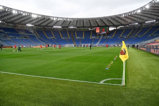 IPP20210411 Football - soccer: Serie A, AS Rom - FC Bologna, panoramica dello stadio olimpico senza tifosi (Verwendung nur in Deutschland - GERMANY ONLY) *** IPP20210411 Football soccer Serie A, AS Rom FC Bologna, panoramica dello stadio olimpico senza tifosi Use only in Germany GERMANY ONLY 