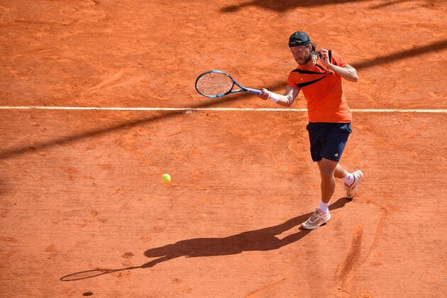 Lucas Pouille (Fra) TENNIS : Rolex Monte Carlo Masters - 13 04 2021 AntoineCouvercelle Panoramic 