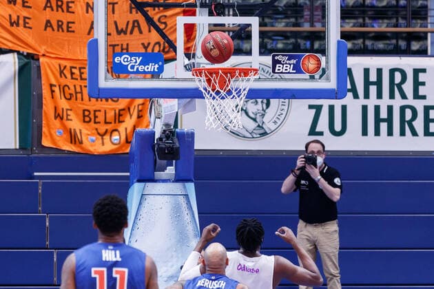 Sergio Kerusch Syntainics MBC, 7 nets, 4 13 2021, Weissenfels Germany , Basketball, easyCredit Basketball Bundesliga, Syntainics MBC BG Goettingen xprx