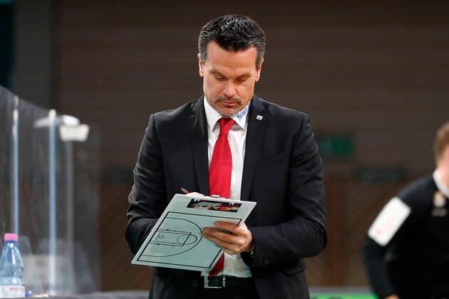 28 Matchday of the easyCredit BBL Basketball Bundesliga on 13 April 2021in the Oberfrankenhalle in Bayreuth Bavaria Germany season 2020 2021 Medi Bayreuth against ratiopharm Ulm Raoul Korner Medi Bayreuth coach