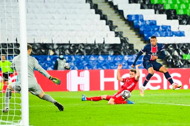 Kylian Mbappe (PSG) FOOTBALL : PSG vs Bayern de Munich - 1 4 finale - ligue des Champions - 13 04 2021 JBAutissier Panoramic 