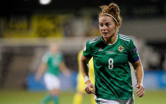 UEFA Women s Euro 2022 Play-Off Second Leg, Seaview Stadium, Belfast, Northern Ireland 13 4 2021 Northern Ireland vs Ukraine Northern Ireland s Marissa Callaghan Marissa Callaghan 13 4 2021  Copyright: x INPHO Presseye PhilipxMagowanx 130421PM1 - 0047