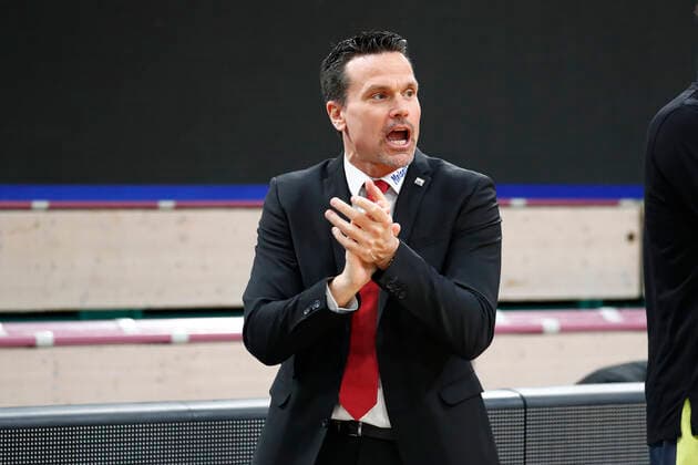 28 Matchday of the easyCredit BBL Basketball Bundesliga on 13 April 2021in the Oberfrankenhalle in Bayreuth Bavaria Germany season 2020 2021 Medi Bayreuth against ratiopharm Ulm Raoul Korner Medi Bayreuth coach