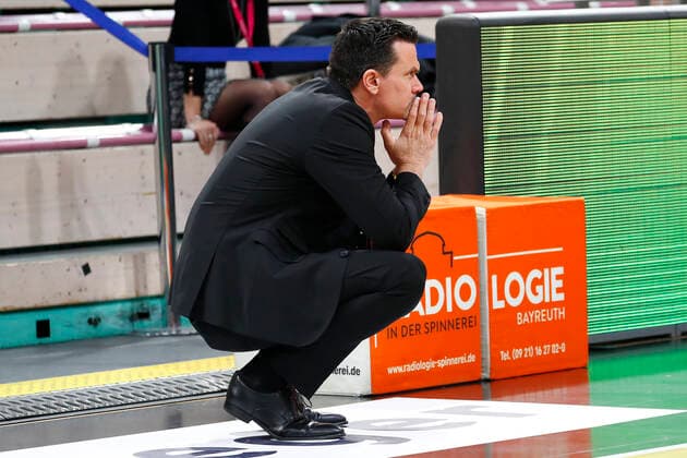 28 Matchday of the easyCredit BBL Basketball Bundesliga on 13 April 2021in the Oberfrankenhalle in Bayreuth Bavaria Germany season 2020 2021 Medi Bayreuth against ratiopharm Ulm Raoul Korner Medi Bayreuth coach