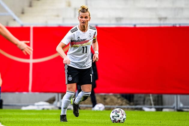 Womens international football match Germany Norway on 13 04 2021 at Brita Arena in Wiesbaden Alexandra Popp Germany DFB regulations prohibit any use of photographs as image sequences and or quasi video xMNx