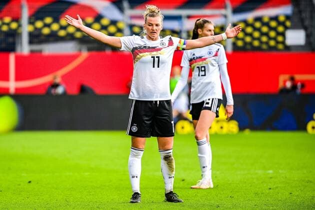 Womens international football match Germany Norway on 13 04 2021 at Brita Arena in Wiesbaden Alexandra Popp Germany DFB regulations prohibit any use of photographs as image sequences and or quasi video xMNx