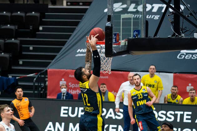 easyCredit Basketball Bundesliga, Hamburg, 14 04 2021 easyCredit Basketball Bundesliga, Hamburg Towers vs EWE Baskets Oldenburg, Martin Breunig 12 EWE Baskets Oldenburg Copyright: xBEAUTIFULxSPORTS Mohwinkelx