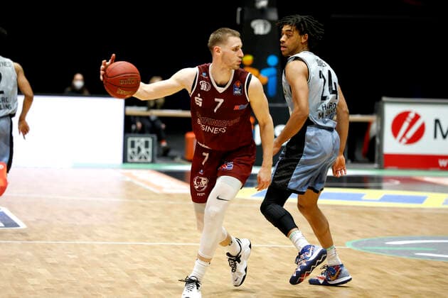 14 04 2021, easyCredit Basketball Bundesliga, BBL, season 2020 2021, men, Chemnitz Niners HAKRO Merlins Crailsheim Jonas Richter, Niners Chemnitz Chemnitz Fair Chemnitz Saxony Germany