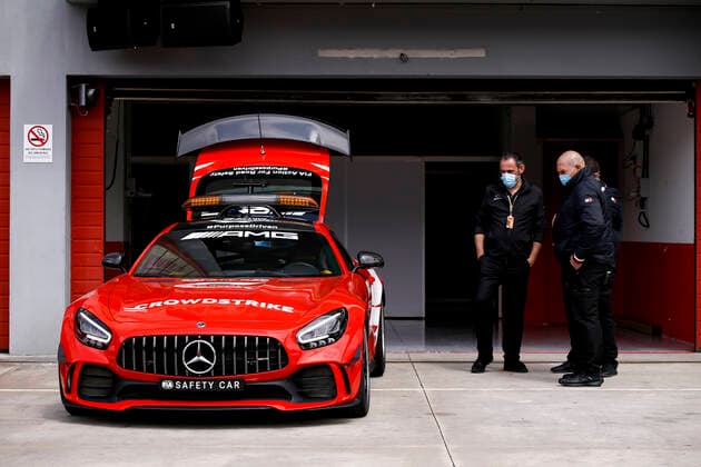 The FIA Mercedes AMG Safety Car during the Formula 1 Pirelli Gran Premio Del Made In Italy E Dell emilia Romagna 2021 from April 16 to 18, 2021 on the Autodromo Internazionale Enzo e Dino Ferrari, in Imola, Italy FORMULE 1: Grand prix Emilia Romagne - Preparations - 15 04 2021 DPPI PANORAMIC  00121003_F12021GP02ITA_JK064341