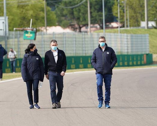 Formula 1 Pirelli Gran Premio Del Made In Italy E Dell emilia Romagna 2021 15 04 2021, Autodromo Enzo e Dino Ferrari, Imola, Formula 1 Pirelli Gran Premio Del Made In Italy E Dell emilia Romagna 2021 ,in the picture race commissioner Tom Kristensen M , Safteycar driver Bernd Mayländer R nordphotoxGmbHx xBratic nph00250