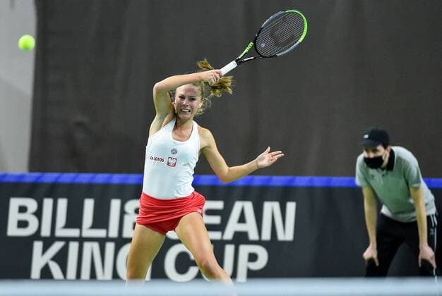 2021.04.16 Bytom Tenis Puchar Billie Jean King Mecz: Magdalena Frech - Carolina Meligeni Alves Polska - Brazylia N z Magdalena Frech Foto Lukasz Sobala PressFocus 2021.04.16 Bytom Tennis Billie Jean King Cup 2021 Play-Offs Poland - Brazil Magdalena Frech Credit: Lukasz Sobala PressFocus NEWSPIX.PL --- Newspix.pl  20210416PF_LS111