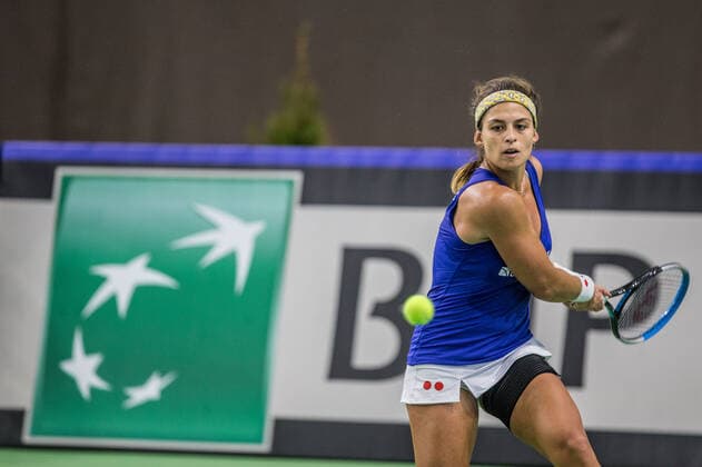 BYTOM 16.04.2021 TENIS ZIEMNY KOBIET BILLIE JEAN KING CUP POLSKA - BRAZYLIA POLAND - BRAZIL CAROLINA ALVES FOT. MICHAL CHWIEDUK FOKUSMEDIA.COM.PL NEWSPIX.PL --- Newspix.pl  210416CHW028