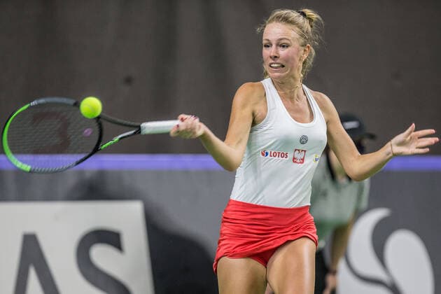 BYTOM 16.04.2021 TENIS ZIEMNY KOBIET BILLIE JEAN KING CUP POLSKA - BRAZYLIA POLAND - BRAZIL MAGDALENA FRENCH FOT. MICHAL CHWIEDUK FOKUSMEDIA.COM.PL NEWSPIX.PL --- Newspix.pl  210416CHW030