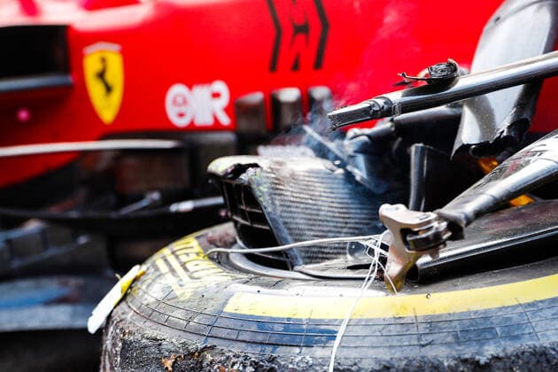 Car of 16 Charles Leclerc MON, Scuderia Ferrari Mission Winnow after crash, F1 Grand Prix of Emilia Romagna at Autodromo Enzo e Dino Ferrari on April 16, 2021 in Imola, Italy Photo by HOCH ZWEI Imola Italy