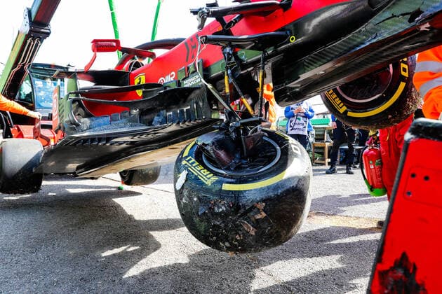 Car of 16 Charles Leclerc MON, Scuderia Ferrari Mission Winnow after crash, F1 Grand Prix of Emilia Romagna at Autodromo Enzo e Dino Ferrari on April 16, 2021 in Imola, Italy Photo by HOCH ZWEI Imola Italy