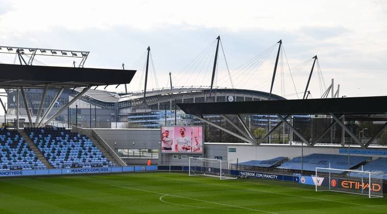 Manchester, England, April 16th A general view inside the stadium prior to the Premier League 2 match between Manchester City and Manchester United, ManU at Academy Stadium in Manchester, England. Premier League 2 - Manchester City U23 v Manchester United U23 