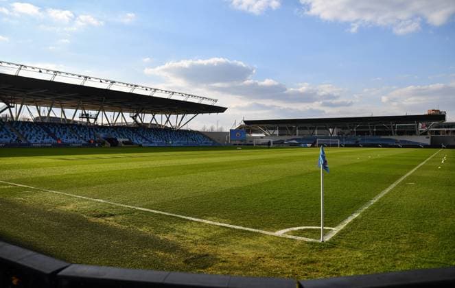 Manchester, England, April 16th A general view inside the stadium prior to the Premier League 2 match between Manchester City and Manchester United, ManU at Academy Stadium in Manchester, England. Premier League 2 - Manchester City U23 v Manchester United U23 