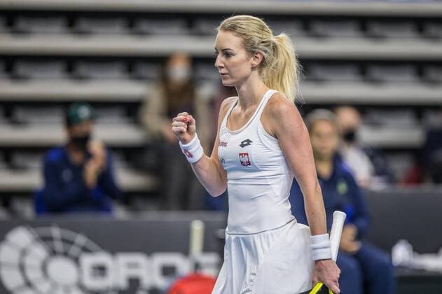 BYTOM 16.04.2021 TENIS ZIEMNY KOBIET BILLIE JEAN KING CUP POLSKA - BRAZYLIA POLAND - BRAZIL URSZULA RADWANSKA FOT. MICHAL CHWIEDUK FOKUSMEDIA.COM.PL NEWSPIX.PL --- Newspix.pl  210416CHW066