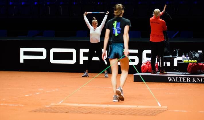 Mandatory Credit: Photo by Rob Prange Shutterstock (11862018t) Maria Sakkari of Greece during practice before the 2021 Porsche Tennis Grand Prix WTA, Tennis Damen 500 tournament 2021 Porsche Tennis Grand Prix Pre-Tournament - 16 Apr 2021 2021 Porsche Tennis Grand Prix Pre-Tournament - 16 Apr 2021  Copyright: xRobxPrange Shutterstockx 11862018t