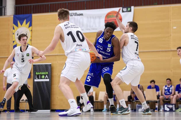 2 Basketball Bundesliga ProB ART Giants Duesseldorf vs VfL SparkassenStars Bochum, 16 04 2021 Patrick Liebert 1 ART Giants Duesseldorf 2 Basketball Bundesliga ProB ART Giants Duesseldorf vs VfL SparkassenStars Bochum on 16 04 2021, Duesseldorf Copyright: xBEAUTIFULxSPORTS KennyxBeelex