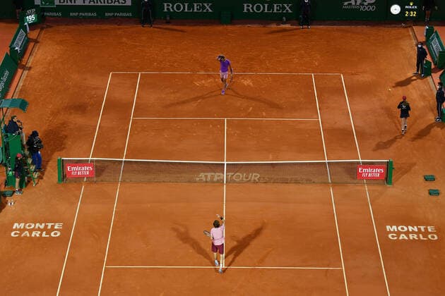 Andrey Rublev (Rus) defeated Rafael Nadal (Esp) in Monte Carlo 6 2, 4 6, 6 2 TENNIS : Rolex Monte Carlo Masters - 16 04 2021 AntoineCouvercelle Panoramic 