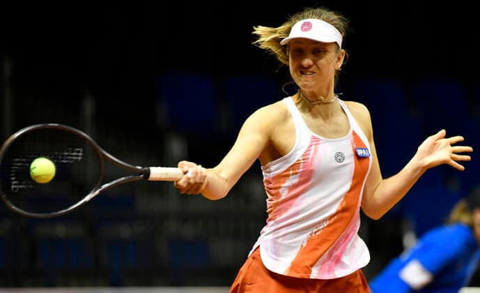Mona Barthel GER Action Qualification Tennis Women Porsche Cup Porsche Tennis Grand Prix GP Stuttgart 2021 Porsche Arena 17 04 2021 Porsche Tennis Grand Prix Stuttgart 2021